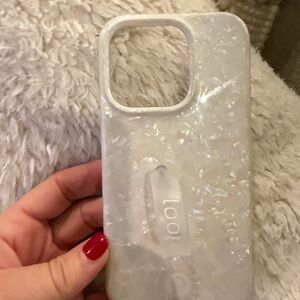 Loopy Case for iPhone 15 Pro in White Opal Shell, Righty. Perfect condition.